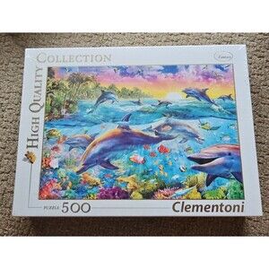 RARE Clementoni Fantasy Dolphins 500 Piece Puzzle Sealed NIB